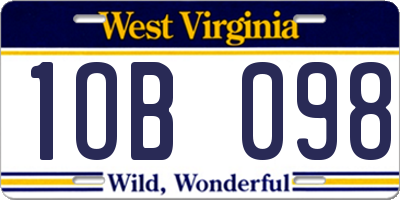 WV license plate 1OB098