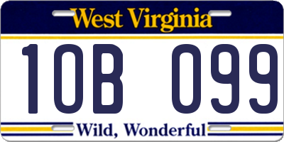 WV license plate 1OB099