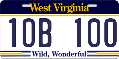 WV license plate 1OB100