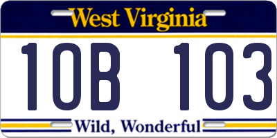 WV license plate 1OB103