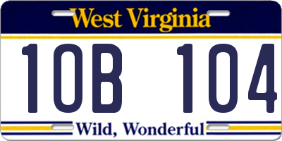 WV license plate 1OB104