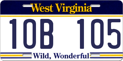 WV license plate 1OB105