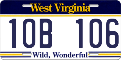 WV license plate 1OB106