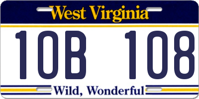 WV license plate 1OB108