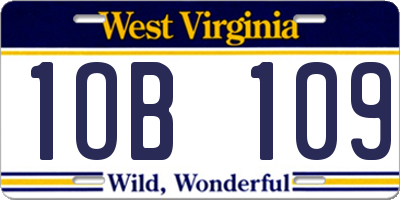 WV license plate 1OB109