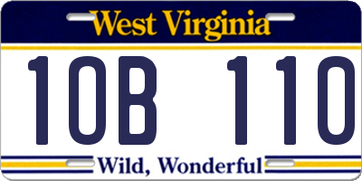 WV license plate 1OB110