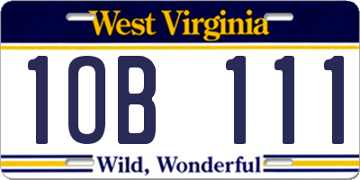 WV license plate 1OB111