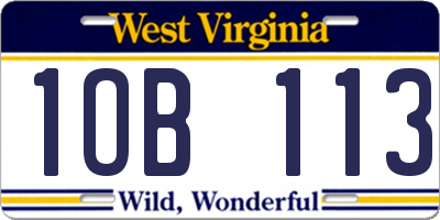 WV license plate 1OB113