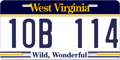WV license plate 1OB114