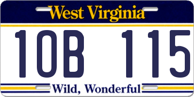 WV license plate 1OB115