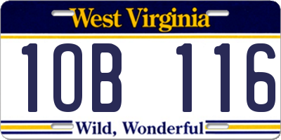 WV license plate 1OB116