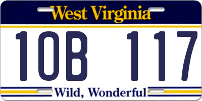 WV license plate 1OB117