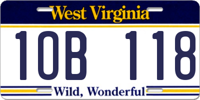 WV license plate 1OB118