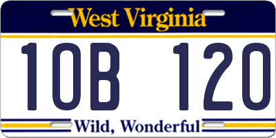 WV license plate 1OB120