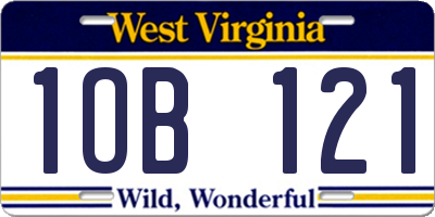 WV license plate 1OB121