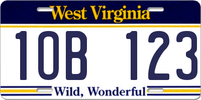 WV license plate 1OB123
