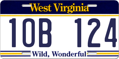 WV license plate 1OB124