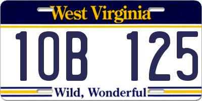 WV license plate 1OB125
