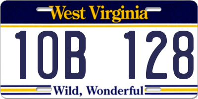 WV license plate 1OB128