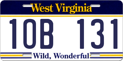 WV license plate 1OB131