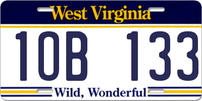WV license plate 1OB133