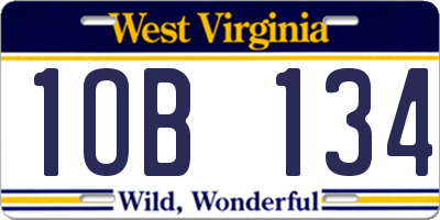WV license plate 1OB134