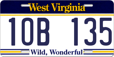 WV license plate 1OB135
