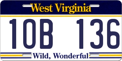 WV license plate 1OB136