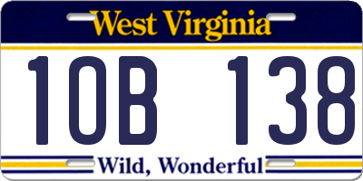 WV license plate 1OB138