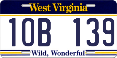 WV license plate 1OB139