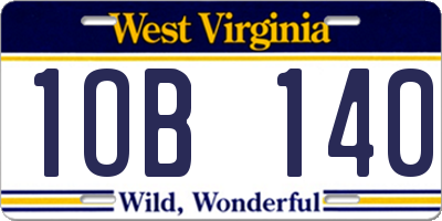 WV license plate 1OB140