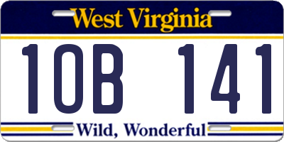 WV license plate 1OB141