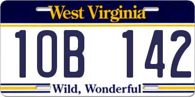 WV license plate 1OB142