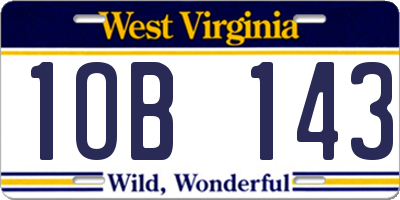 WV license plate 1OB143