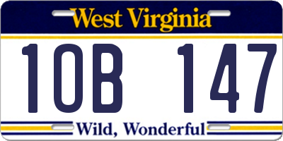 WV license plate 1OB147