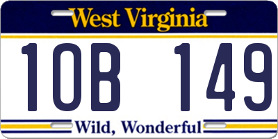 WV license plate 1OB149