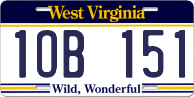 WV license plate 1OB151