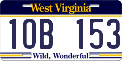 WV license plate 1OB153