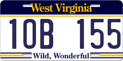 WV license plate 1OB155