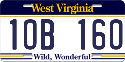 WV license plate 1OB160