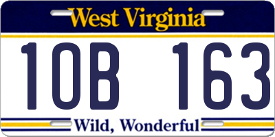 WV license plate 1OB163