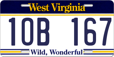 WV license plate 1OB167