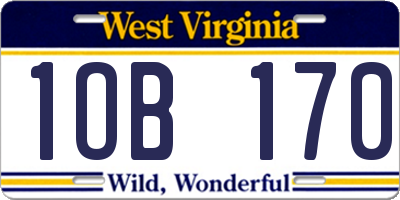 WV license plate 1OB170