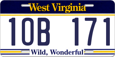 WV license plate 1OB171