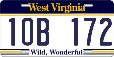 WV license plate 1OB172