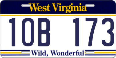 WV license plate 1OB173