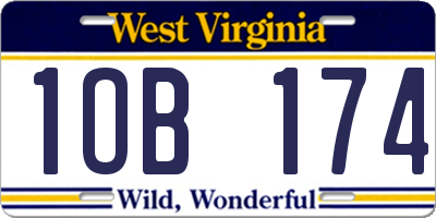 WV license plate 1OB174