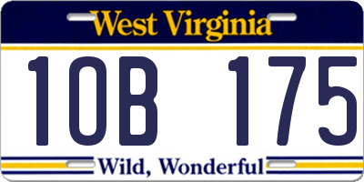 WV license plate 1OB175