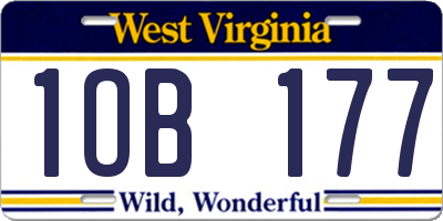 WV license plate 1OB177