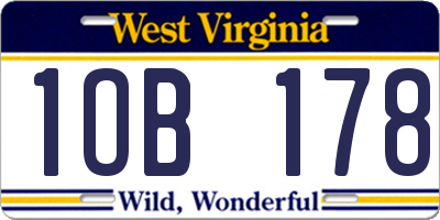 WV license plate 1OB178